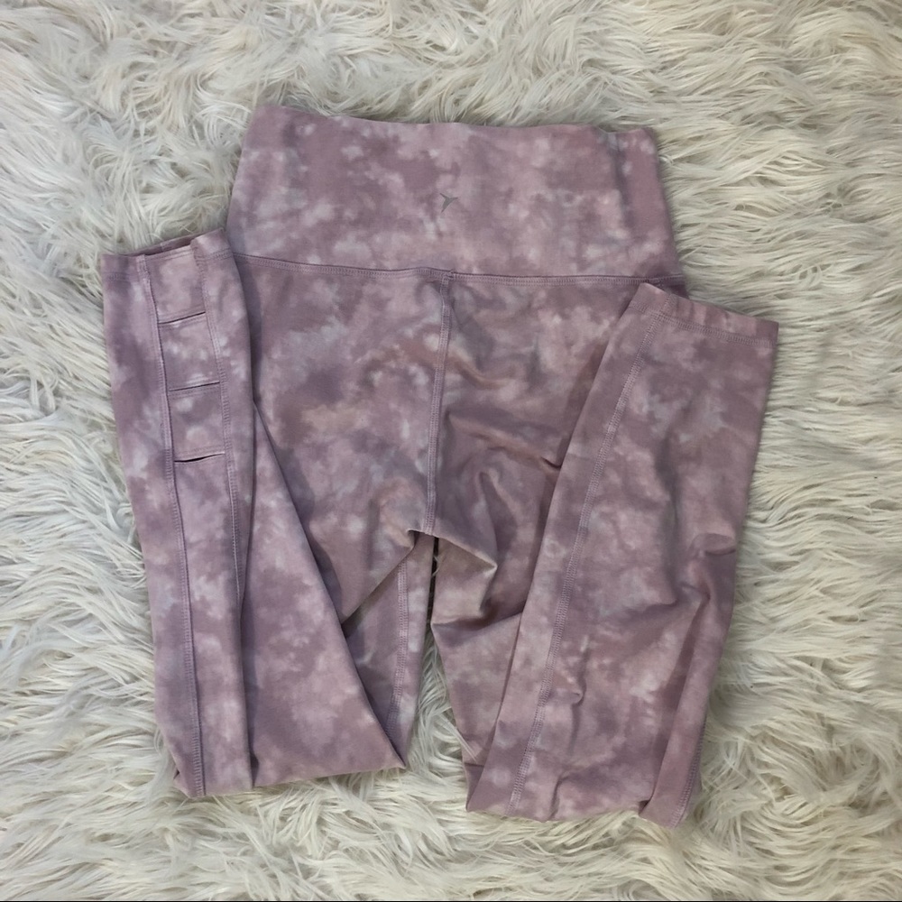 ☁️ Old Nay Active Pink Tie Dye Workout Leggings with Lattice Ankle Detail - Picture 3 of 7